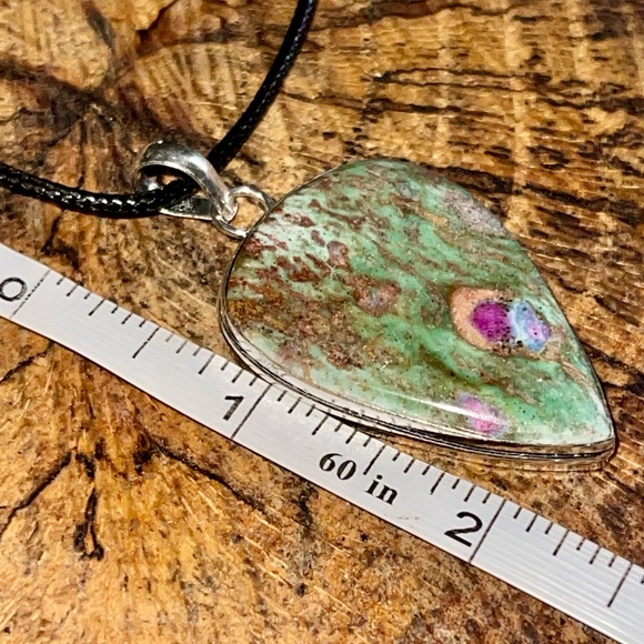 Teardrop Ruby Fuchsite Pendant 2 1/4” - Picture 5 of 11